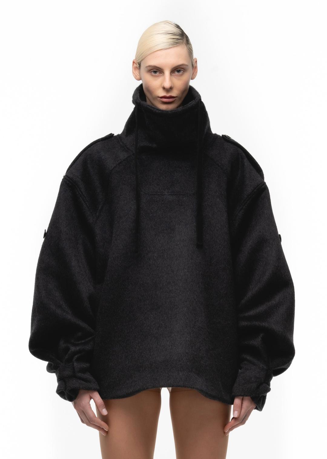 WOOL SWEATER JACKET GREY WOMEN'S CUT - 1