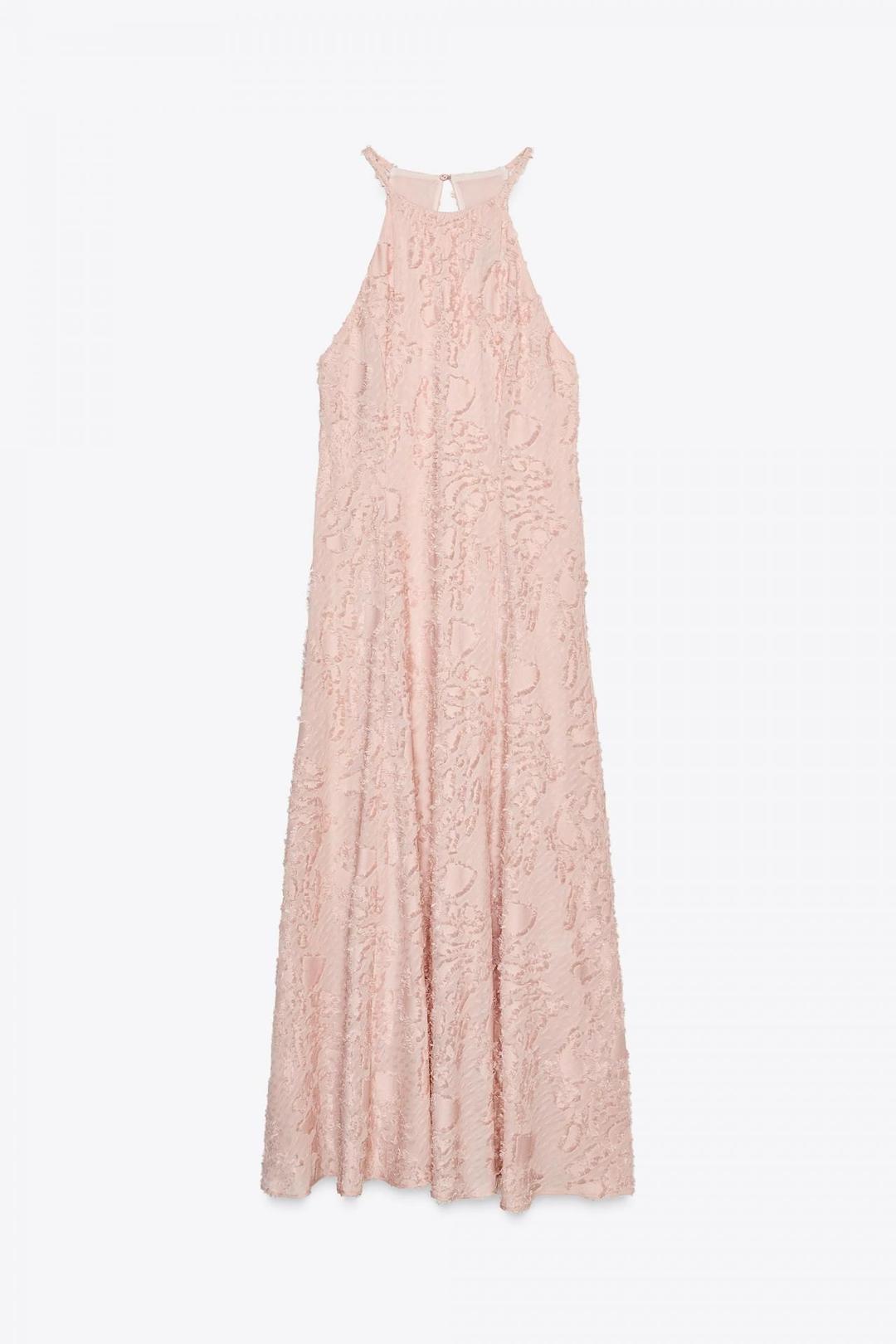 스페인샵 자라 텍스처 홀터넥 원피스 3079/649 BEIGE-PINK