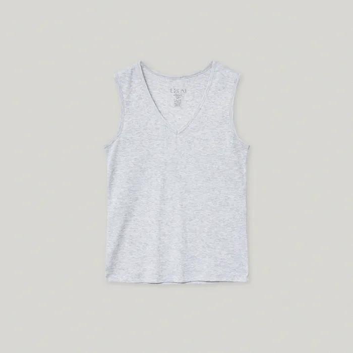 Delphine V Neck Sleeveless Top_Melange Grey