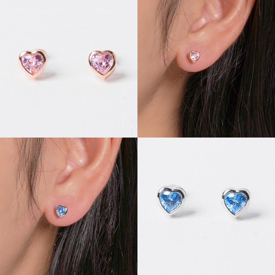 [OST 귀걸이] 미니 핑크 블루 하트 로즈골드 실버 귀걸이 122702Q