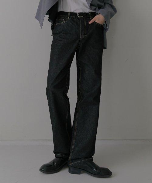 [CONA 1047] 노멀 커버밴드 와이드 루즈 데님 팬츠 (블랙)