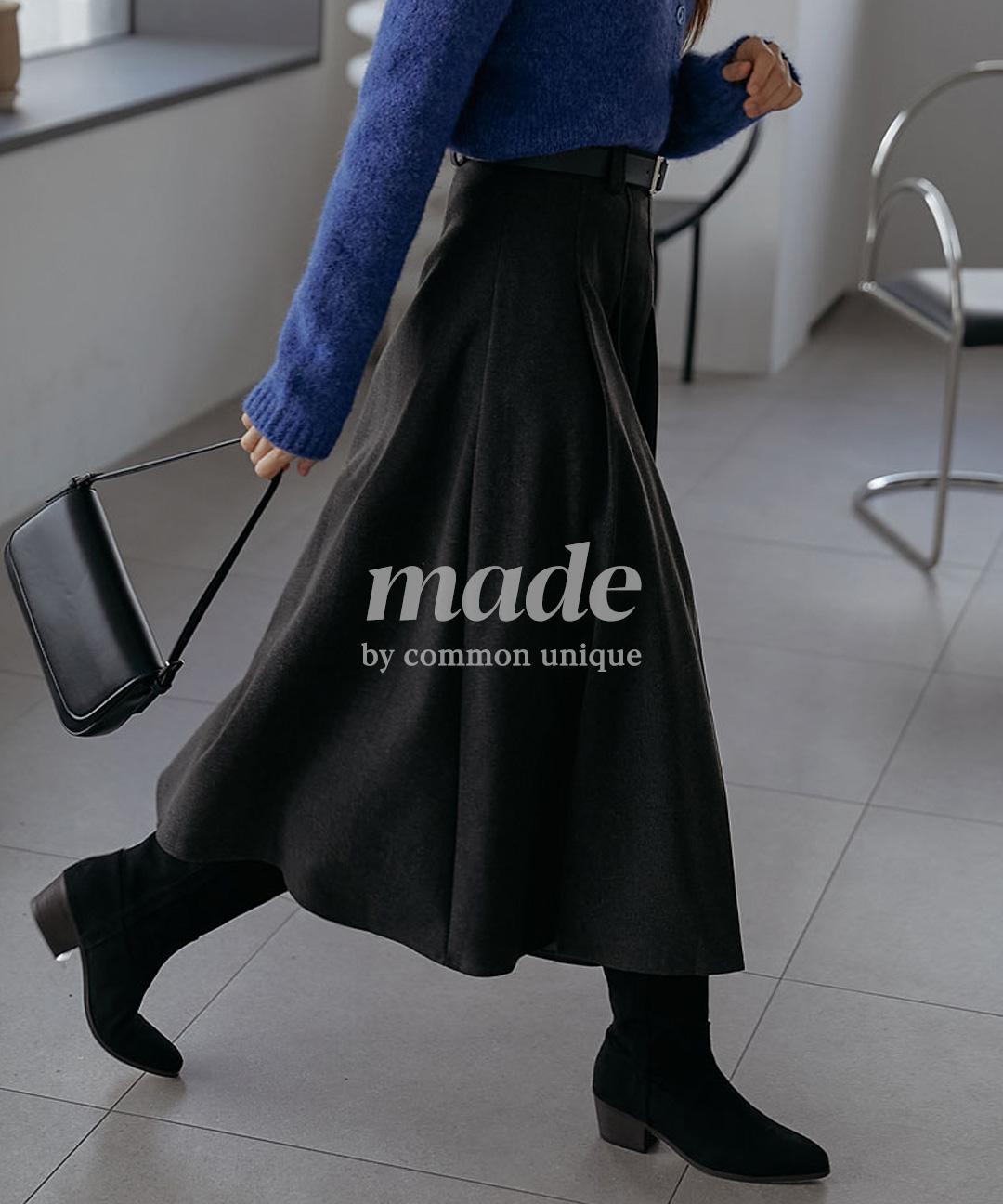커먼유니크 [블프] [단독] [+기모ver/2만장돌파/MADE] 로레아 벨트 세트 플리츠 스커트 - 2 타입 (당일배송/겨울/롱/미디/A라인/데이트룩/출근룩/하객룩/연말룩/방한템/한파템)