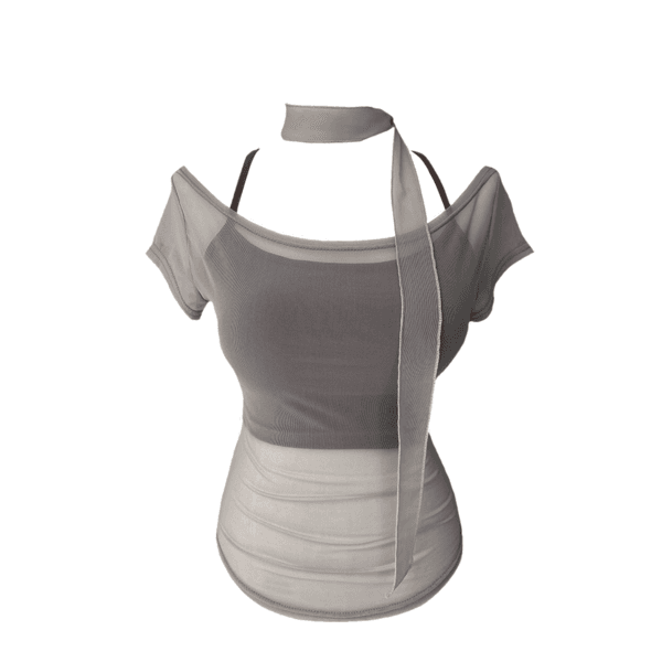 Kiki see-through scarf set top (3colors)