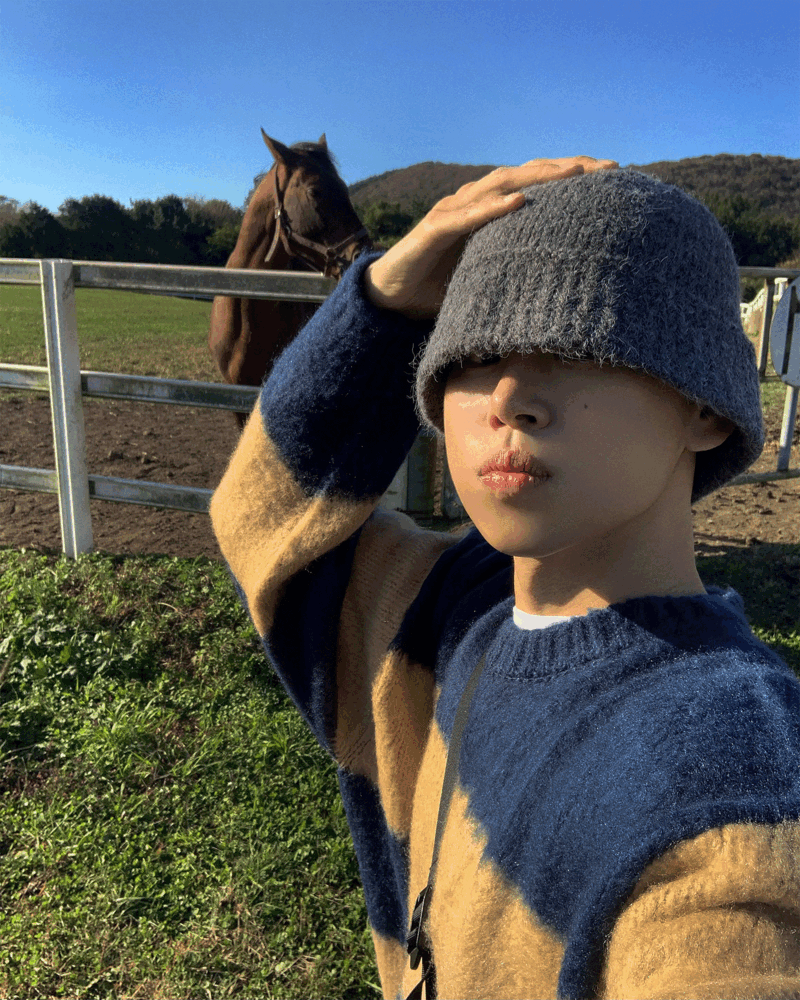 코지 니트 버킷햇