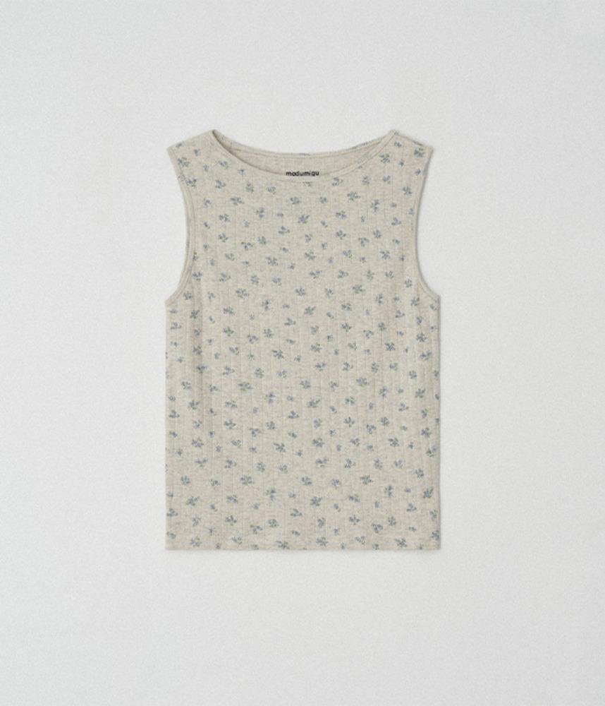 [MODU MIGU]  열매 BOAT NECK SLEEVELESS T  / FLOWER 01 OAT
