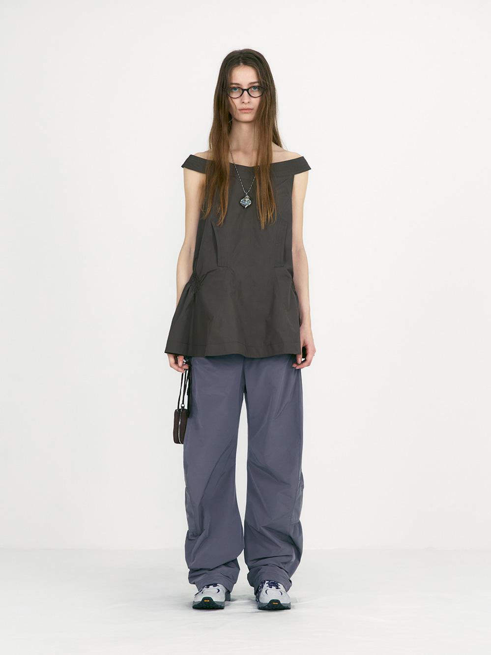 Shirring Padded Pants_Grey