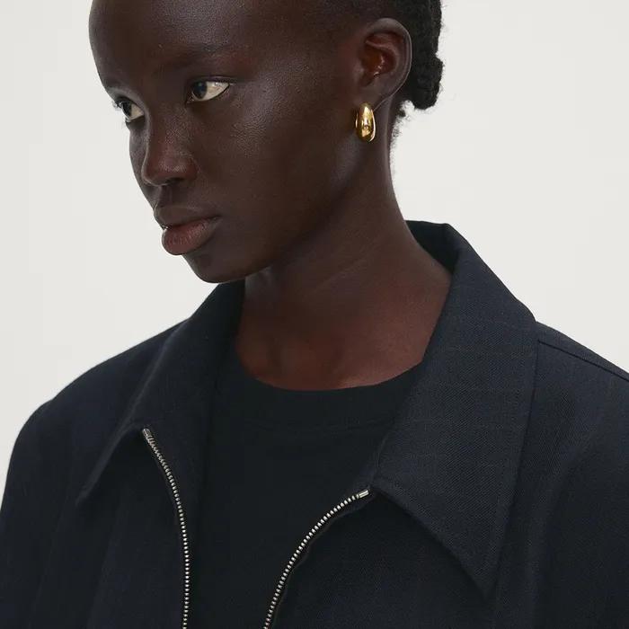 VIRGIN WOOL MILITARY BLOUSON JACKET_ NAVY STRIPE