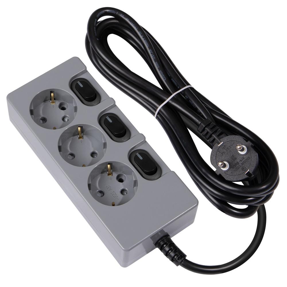 스윗홈 멀티탭 멀티코드 오디오 욕실 멀티콘센트 개별 스위치 3구 3m 그레이 블랙