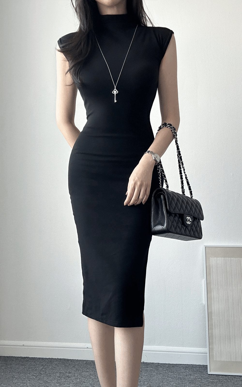 켄달 하프넥 캡소매 원피스