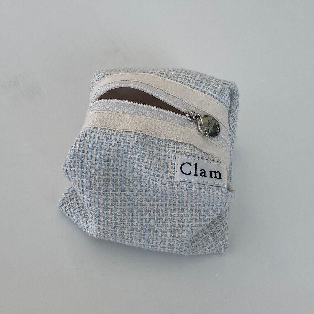 Clam round pouch _ Tweed light mint