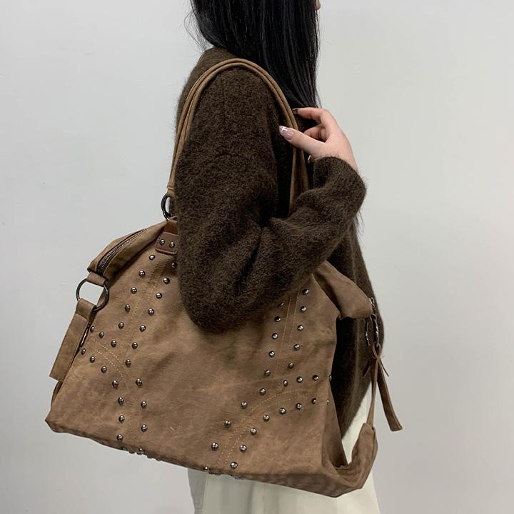 달다구 [🤎보헤미안🤎]렌토 나일론 숄더백 보부상 스터드 대용량 노트북 맥북 아이패드 빅사이즈