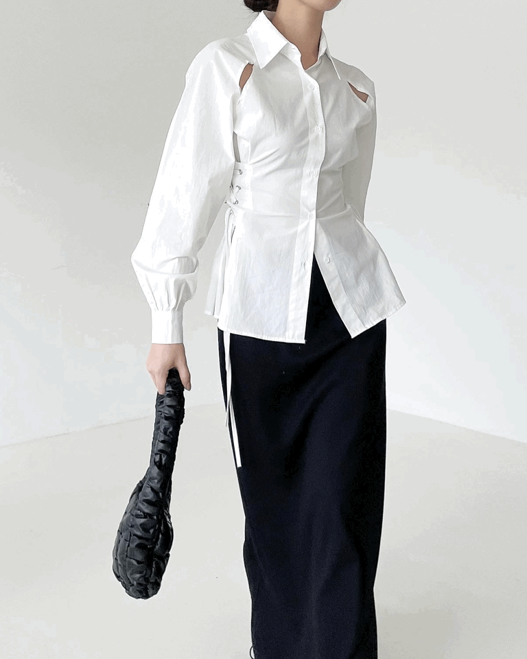 [단독진행] 로덴 어깨트임 아일렛 셔츠 [white]