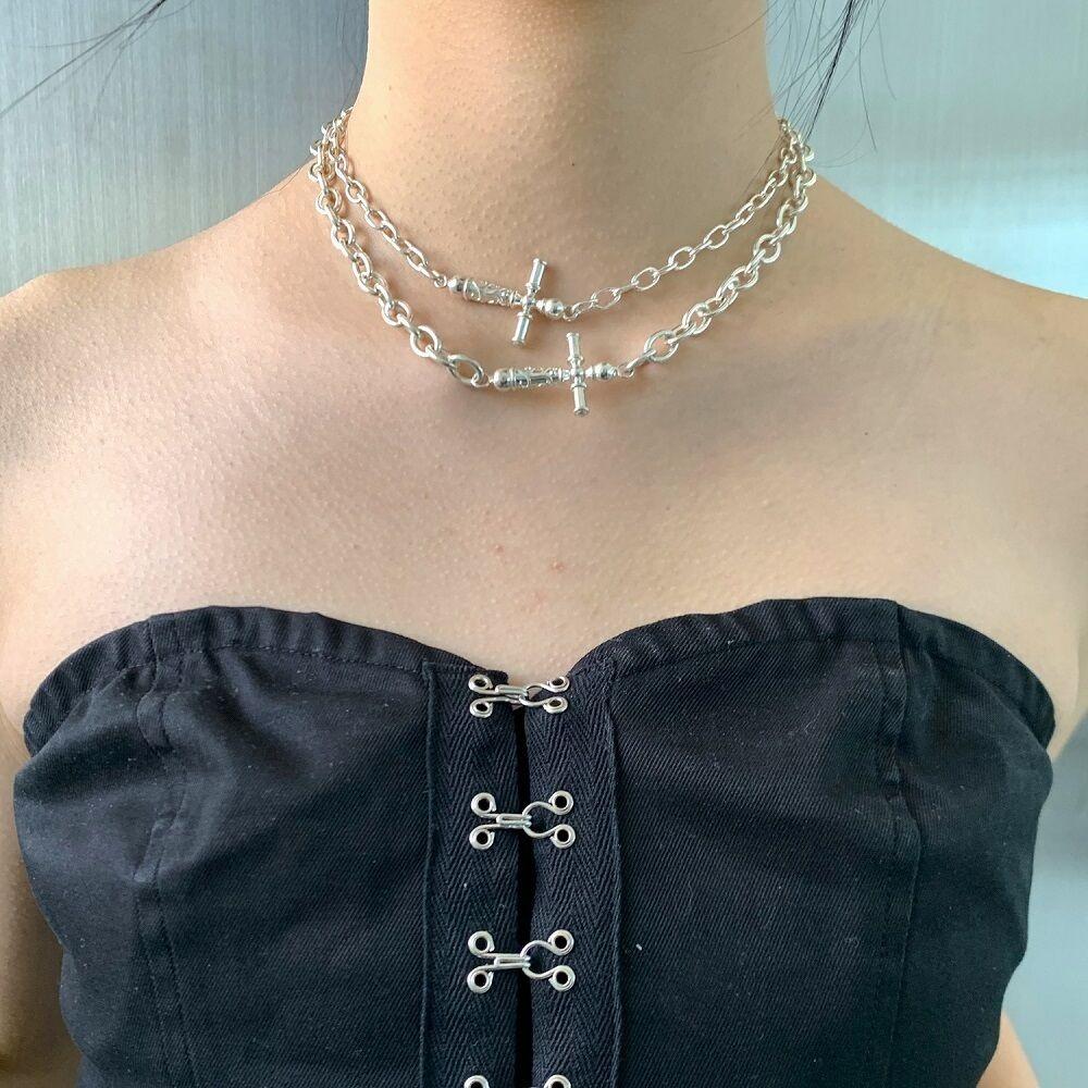 [tomar] Cross choker necklace (bold)