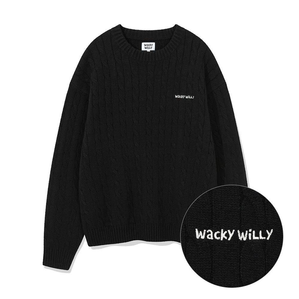 [패밀리세일]베이직 케이블 조직 풀오버 블랙