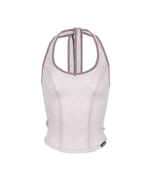 홀터넥 니트 슬리브리스_오트밀