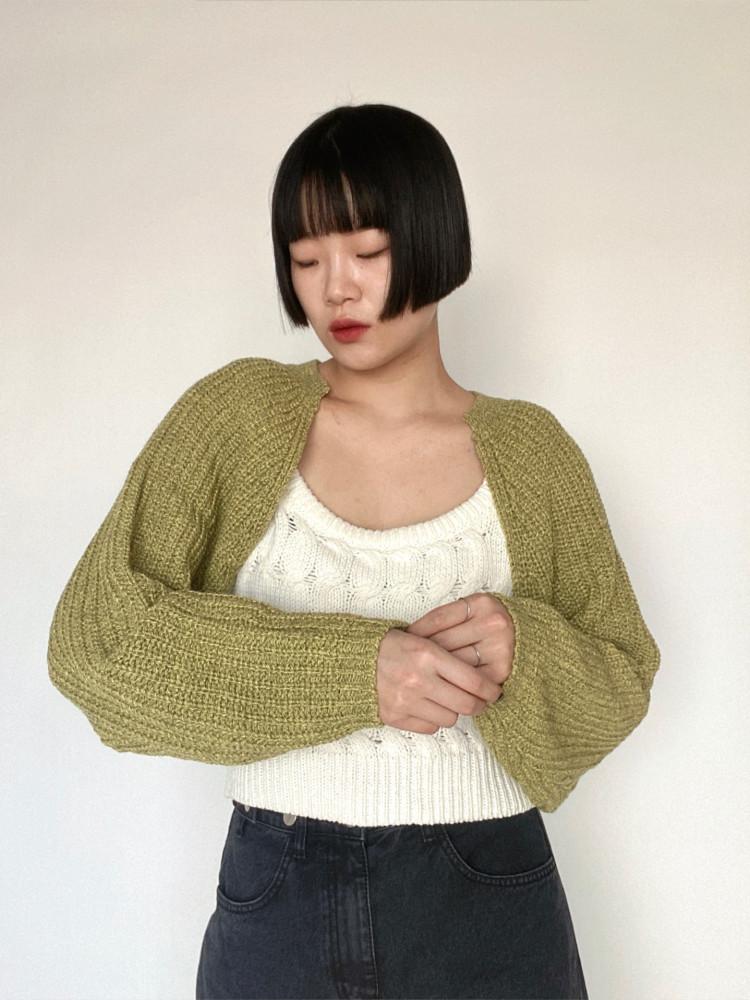 여성 가을 니트 엘로이 볼레로 가디건 오버핏 긴팔 (6color) 누키마