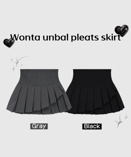 원타 언발 플리츠 미니 스커트