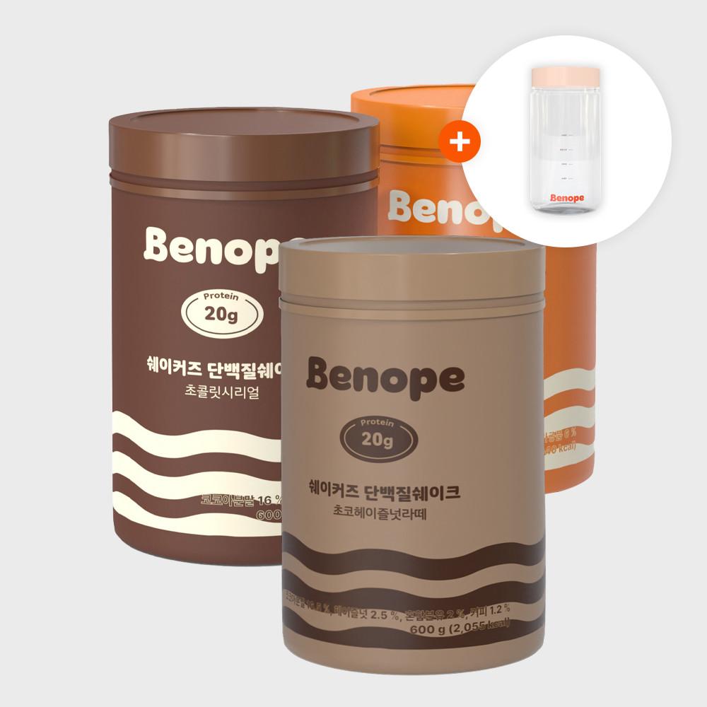 베노프 쉐이커즈 단백질 쉐이크 2개 세트 초콜릿시리얼, 미숫가루시리얼, 초코헤이즐넛라떼