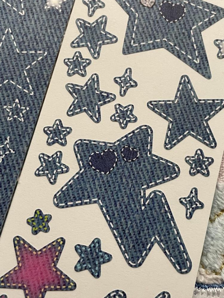 스티치 패치 데님 씰스티커