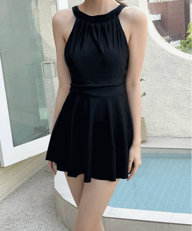 M-4XL 빅사이즈 홀터넥  원피스 수영복 체형커버 모노키니 비키니