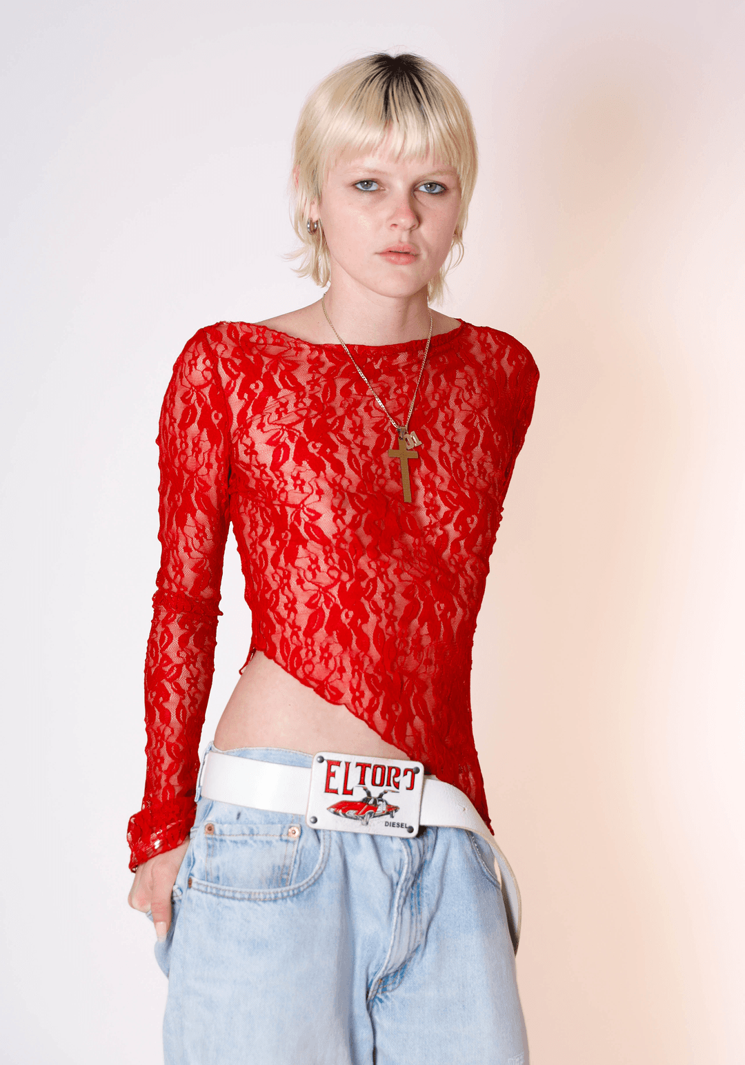 Demeter Long Sleeve Top in Cherry Lace - XS
