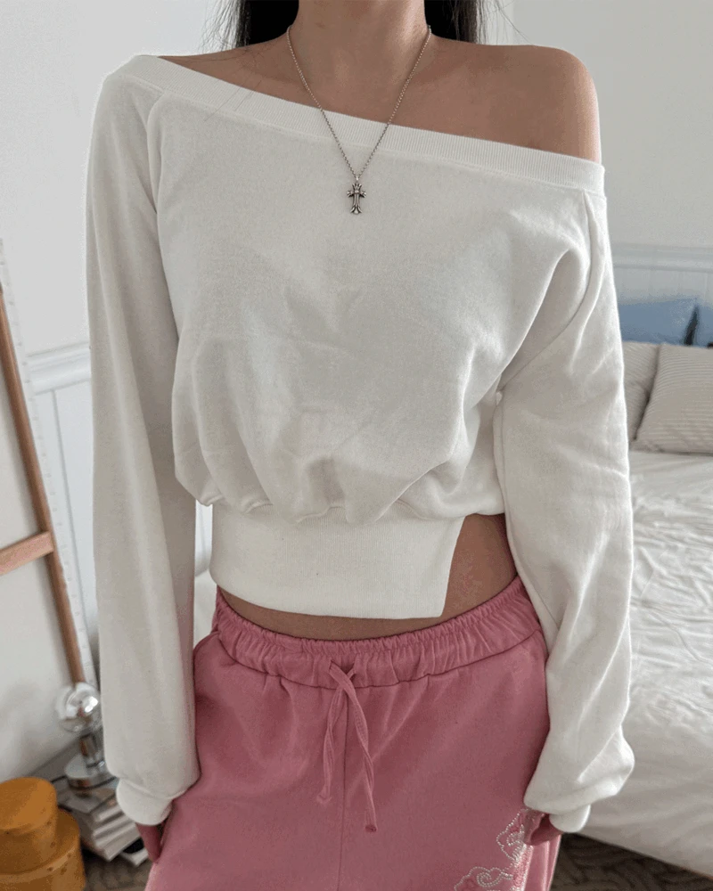 Off-shoulder sweat shirt (3 color)