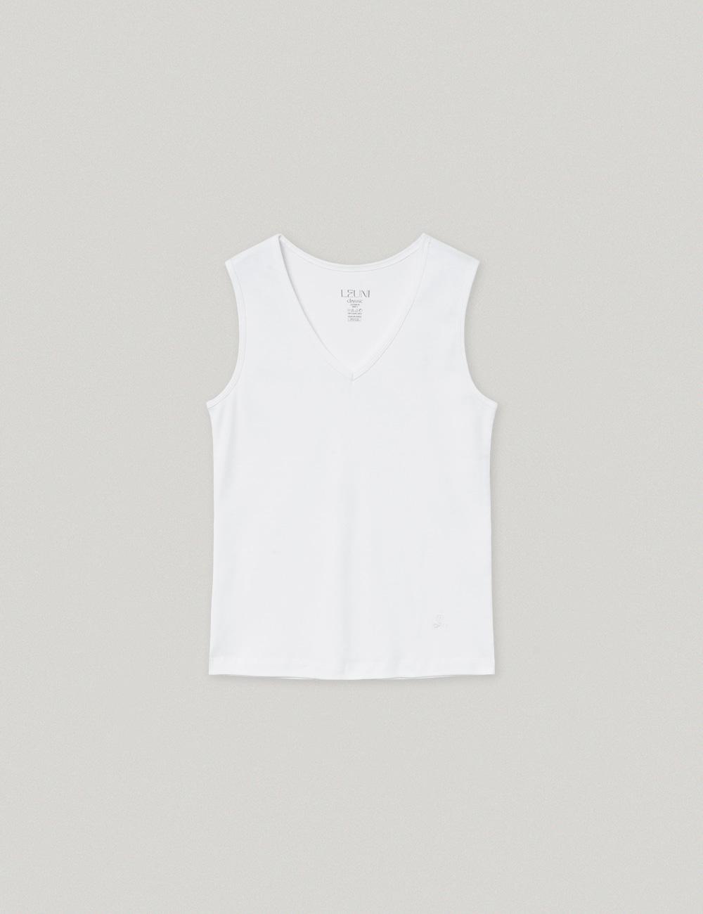 Delphine V Neck Sleeveless Top_White
