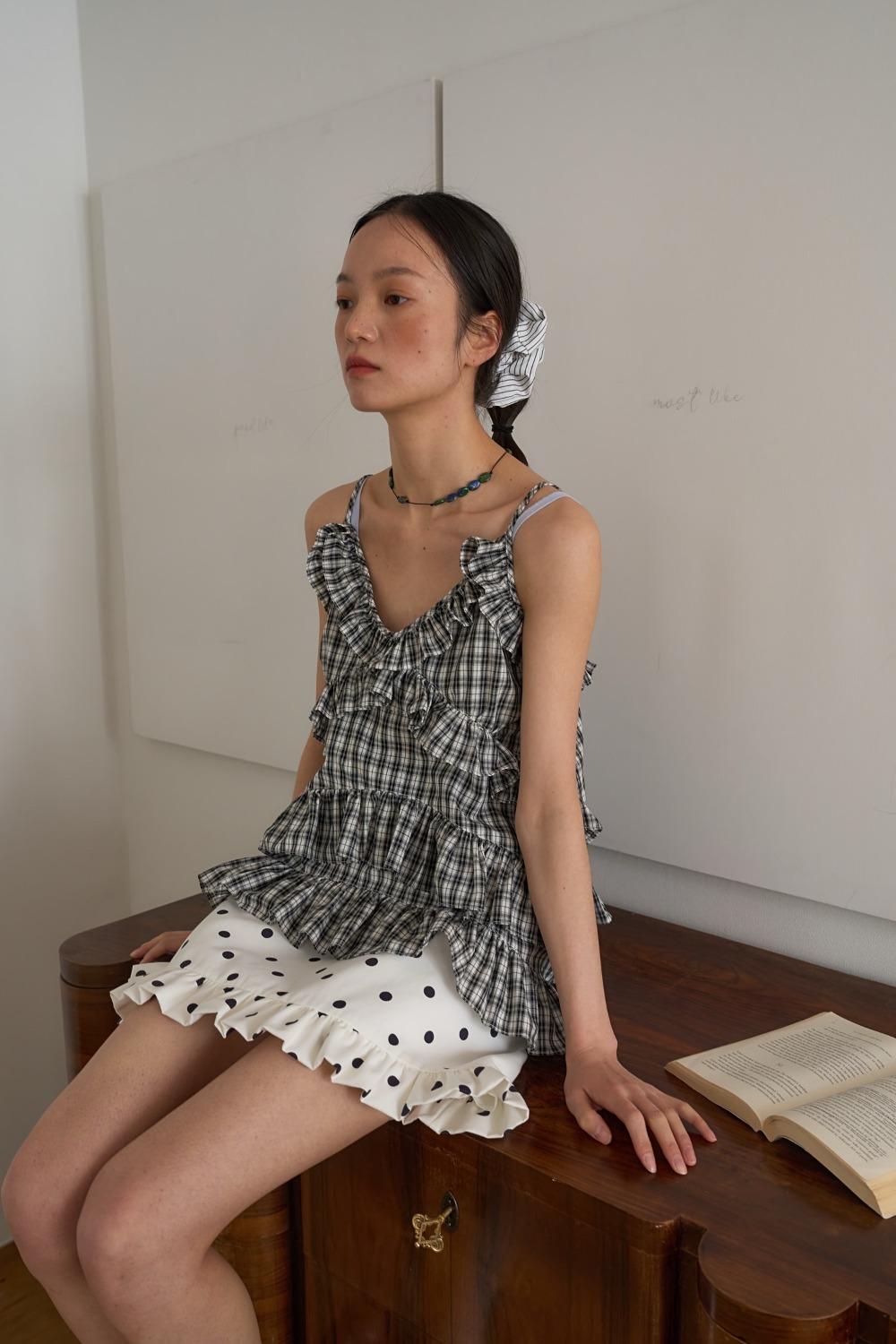 Ann Check Frill Bustier / BlackCheck