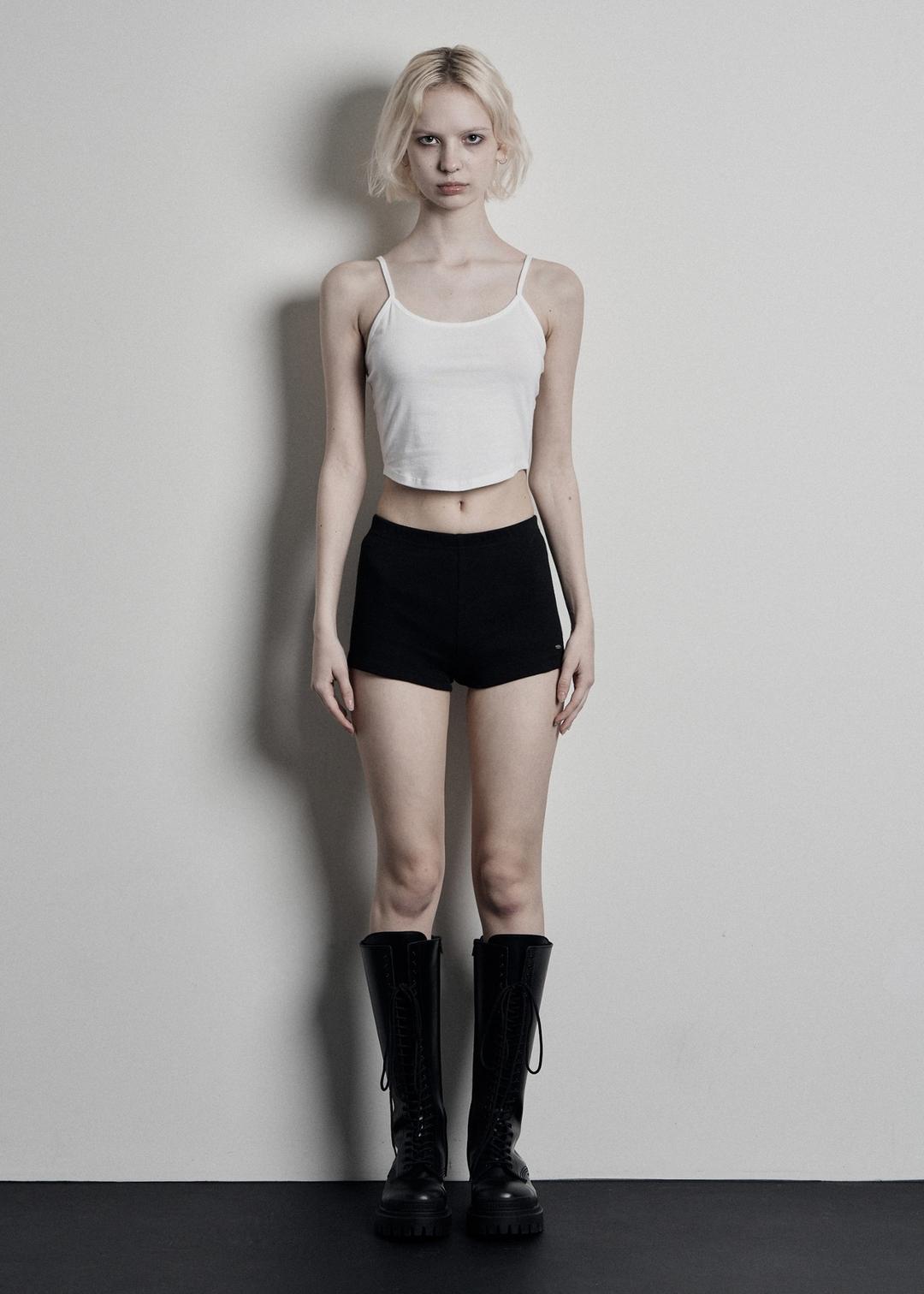 BASIC RIBBED SHORTS, BLACK