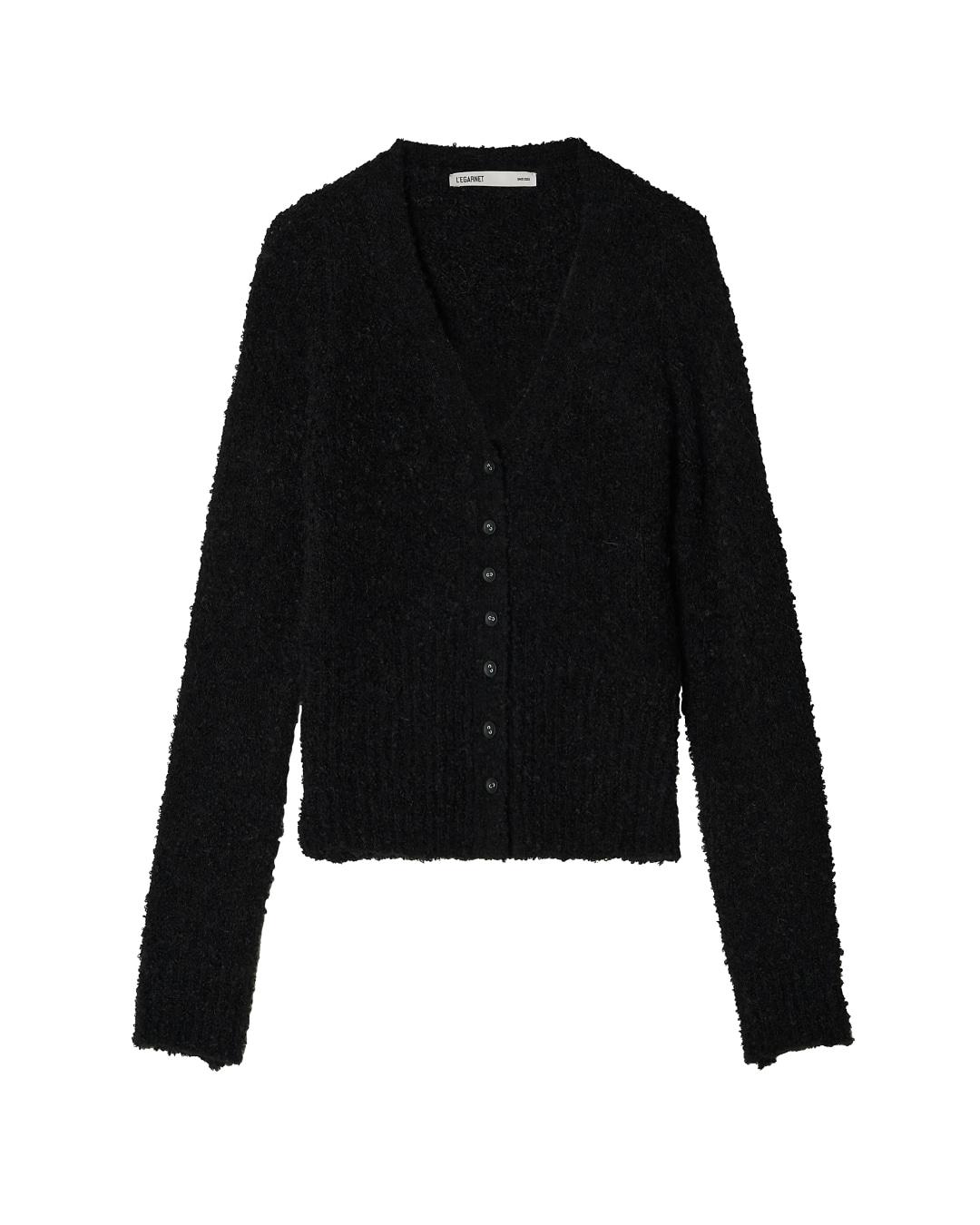 SNUG WOOL V-NECK KNIT CARDIGAN_BLACK