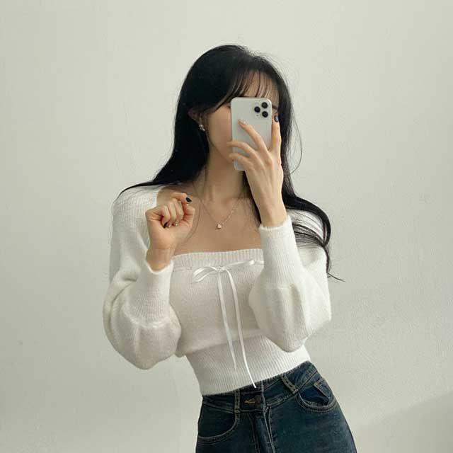 [5color]실물보장템 심쿵 소프트 앙고라 크롭 볼레로 가디건+리본탑 세트_모던잇