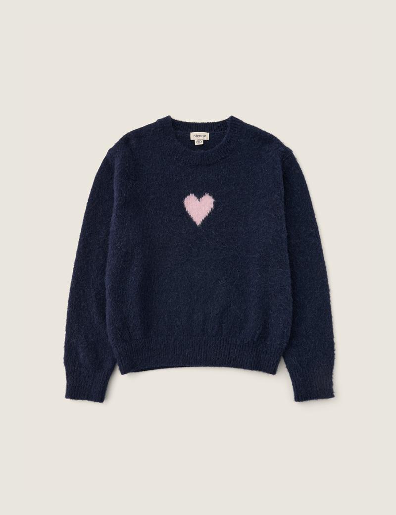 Love Jacquard Wool Knit (Navy)