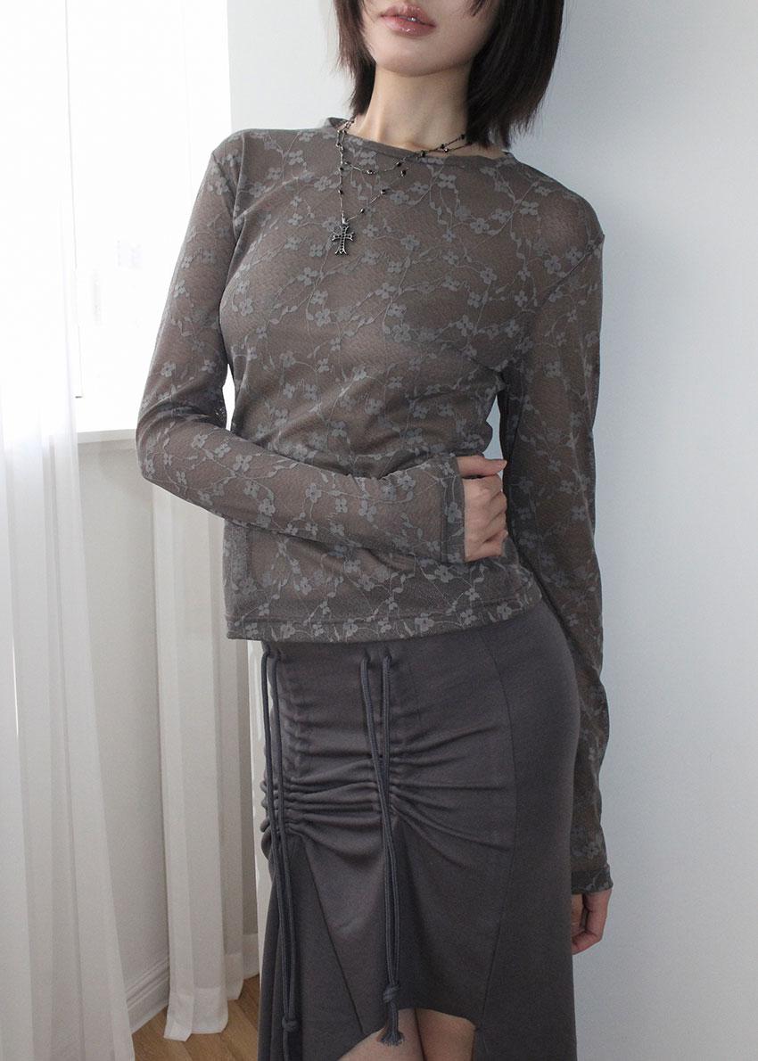 FLOWER LACE SLEEVE TEE (3color)