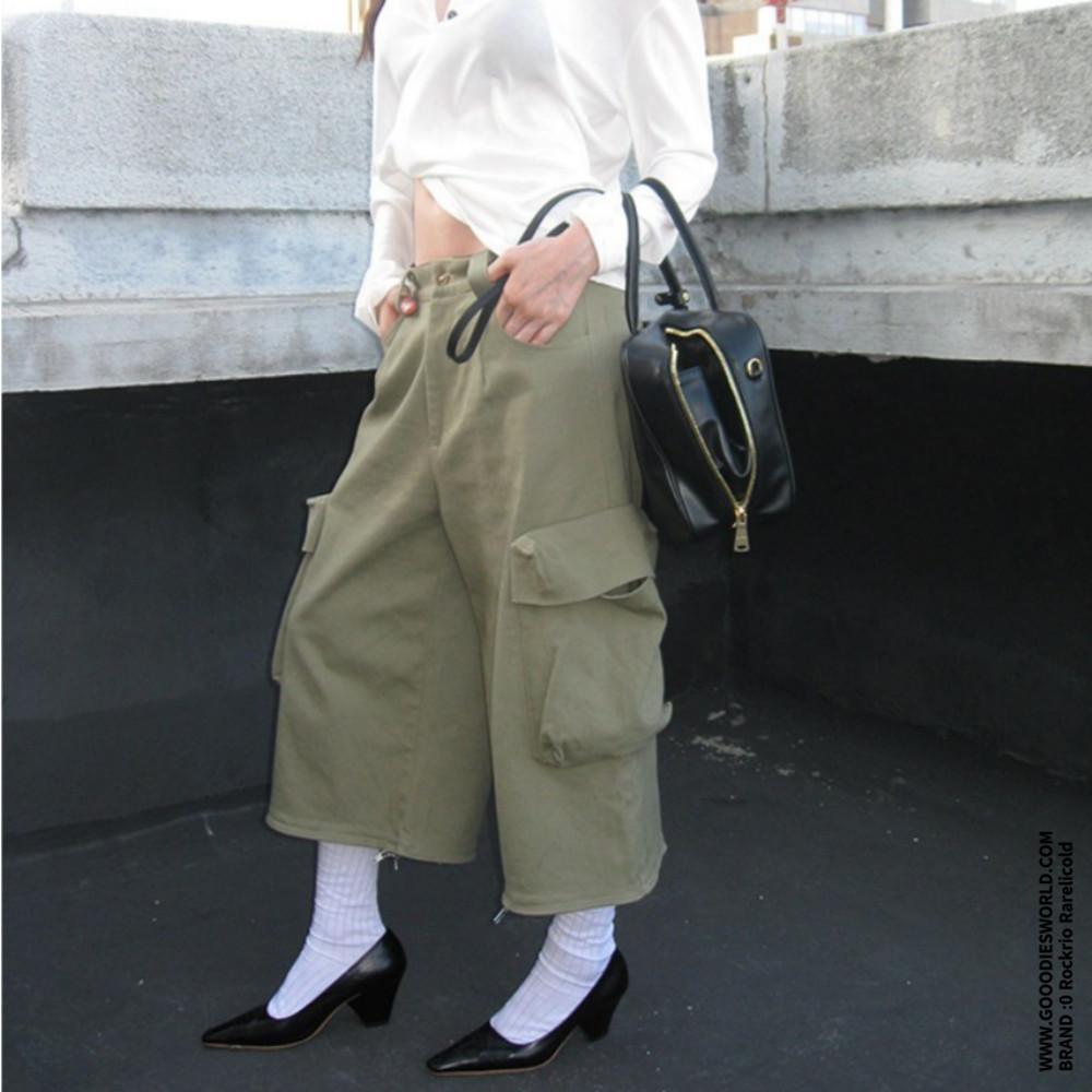 Rockrio Rarelicold 바지 카고 탈착식 카고 슬랙스 투웨이 팬츠 (카키)