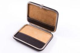 Business Card Case in Dark Brown Bison Leather and Sand Lining by Fort Belvedere