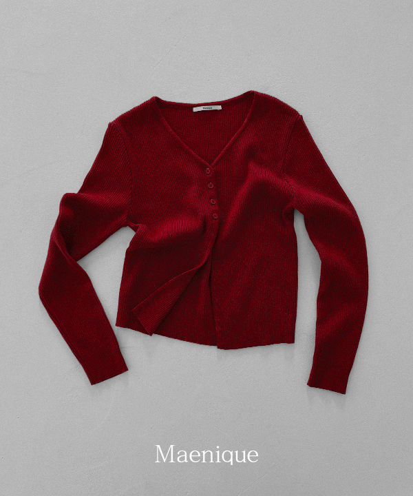매니크 [MNQ] 리어스 포버튼 골지 브이넥 긴소매 가디건