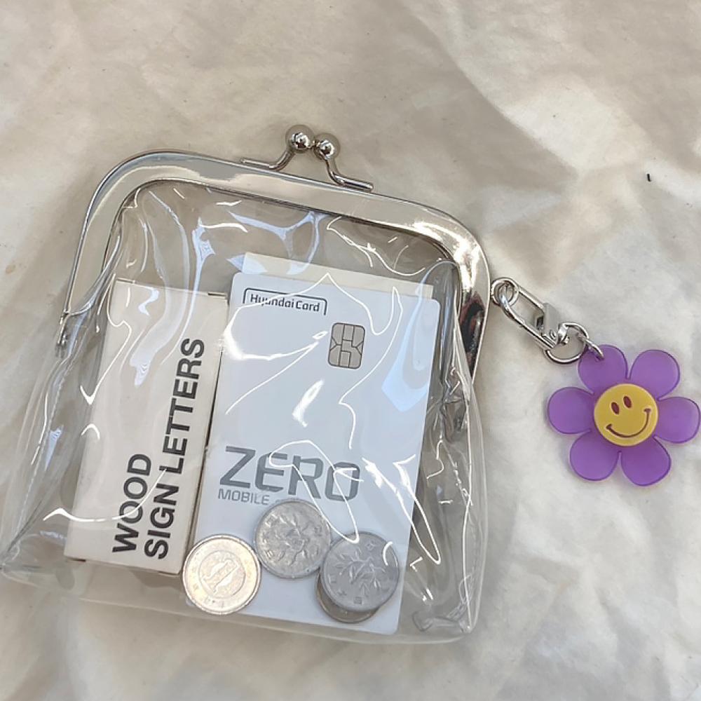 투명 PVC 똑딱이 동전 카드 케이스 지갑