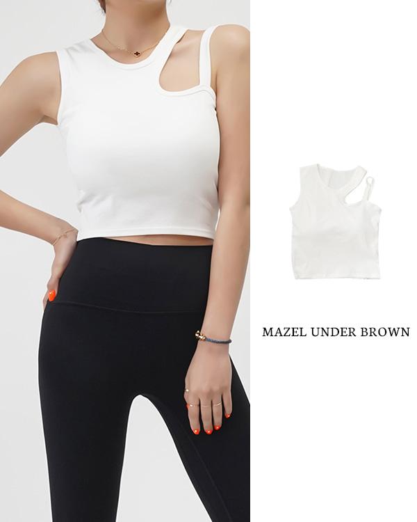 마젤브라운 컷팅 숄더 브라 탑 [캡내장]