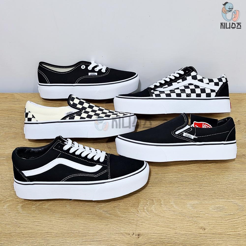 반스 플랫폼 모음 어센틱 슬립온 오버트 올드스쿨 (체커보드 화이트 블랙 스택폼)