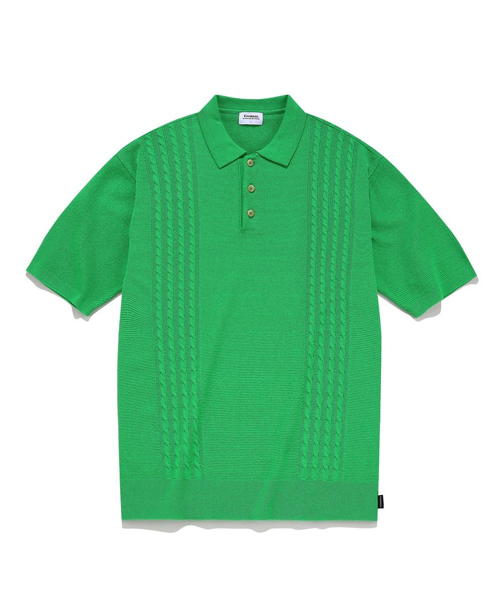 케이블 니트 폴로티 그린