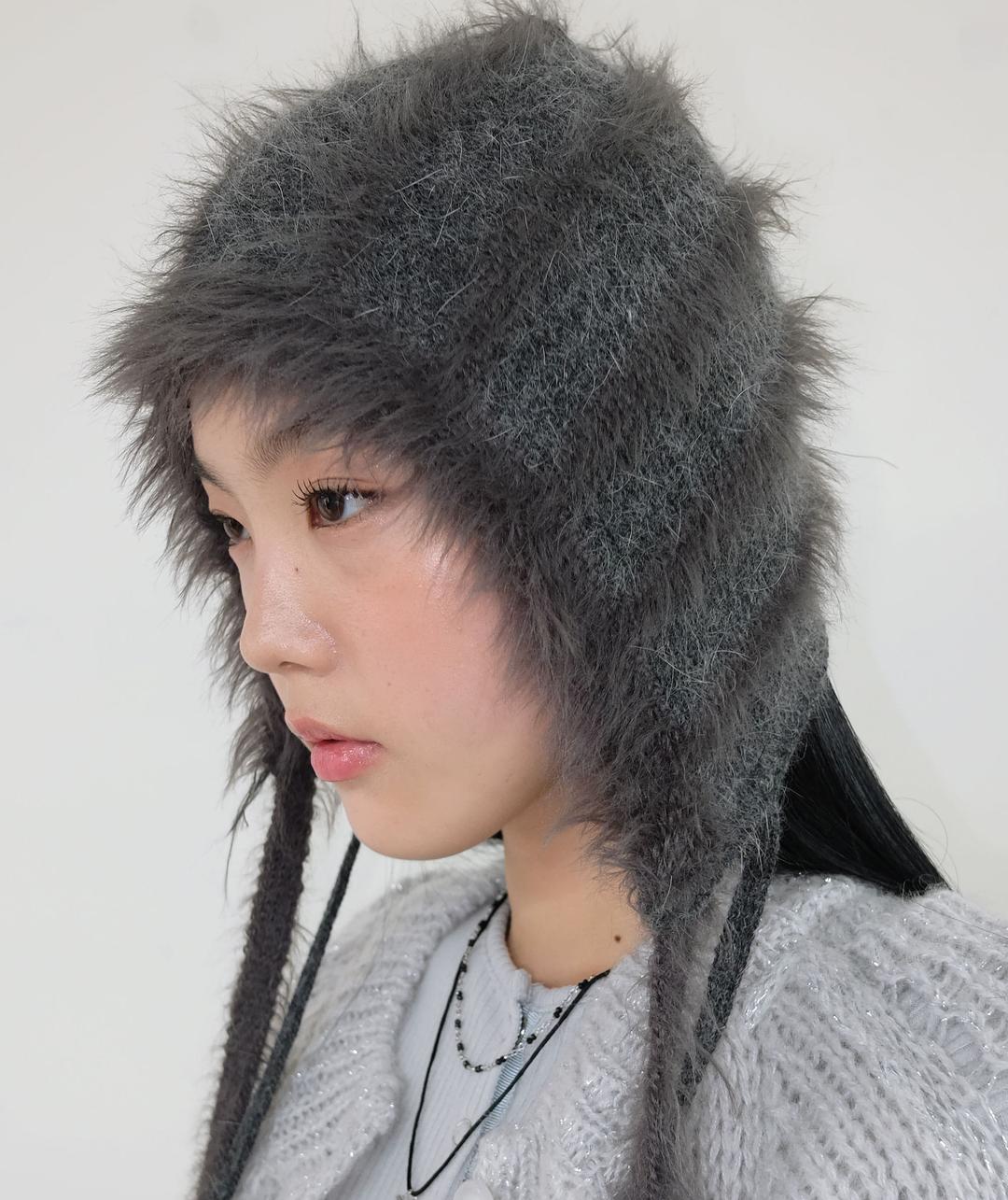 Strap Fur Hat [Charcoal]