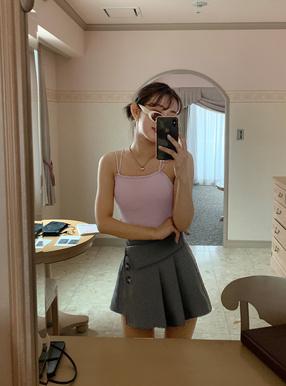 インパン裏地付きアシンメトリーミニスカート[tu725]