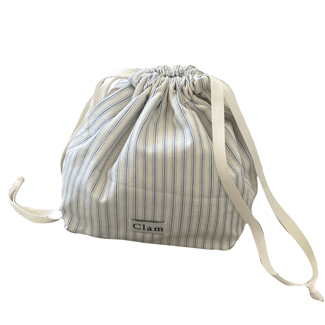 Clam string pouch _ blue stripe