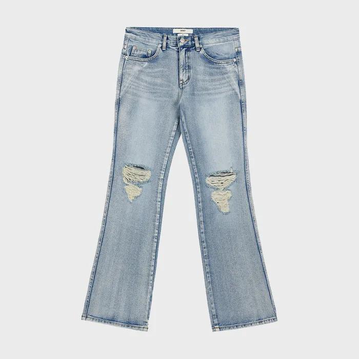 RIPPED DAMAGE BOOTS CUT DENIM IN BLUE