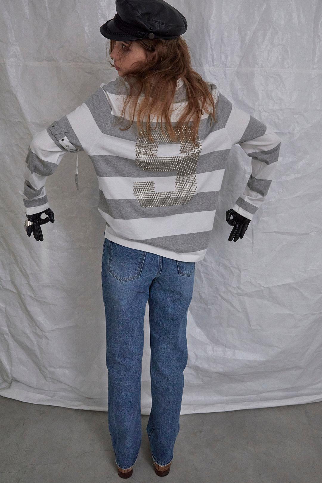 BALL STUD STRIPED POLO TOP
