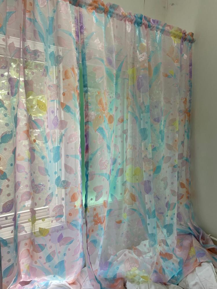 그리고낭만 big tulip leaf floral curtain 플라워 핑크 커튼 튤립 빈티지 레트로