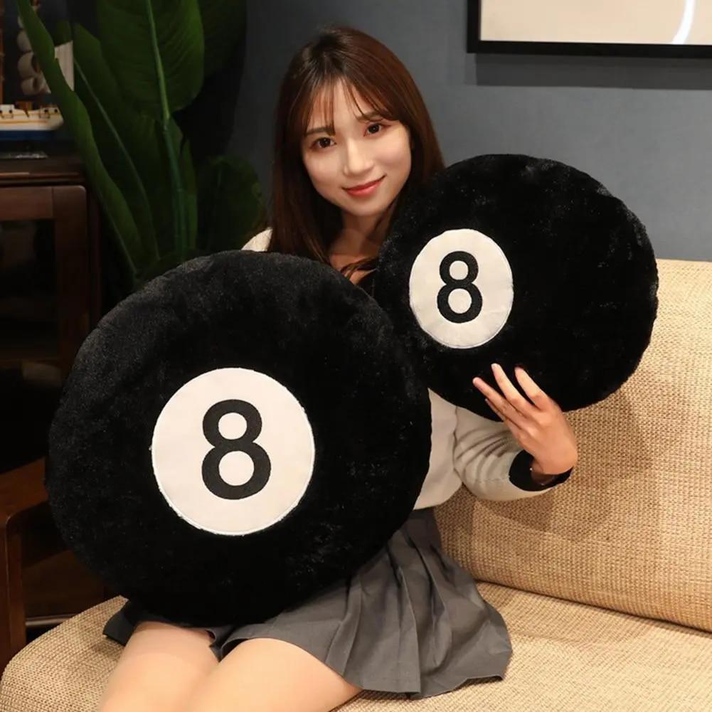 당구 봉제 베개, 부드러운 푹신한 블랙 컬러, 8 호 볼 플러시, 엉덩이 보호 박제 시트 쿠션, 소파 침실 장식, 홈 D