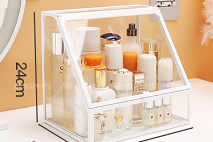 화장품 정리함  유리 화장품 정리대 뚜껑있는 GLASS_멀티화장품정리함_화이트[GW_MT]