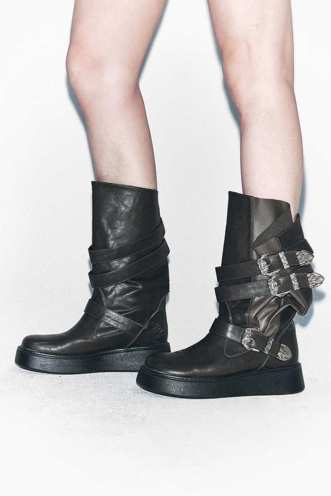 WESTERN BUCKLE FOLDING BOOTS DARK KHAKI
