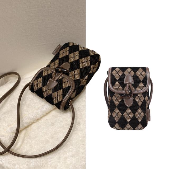 520 고퀄 체크무늬 핸드폰백 크로스백미니백 Free1098